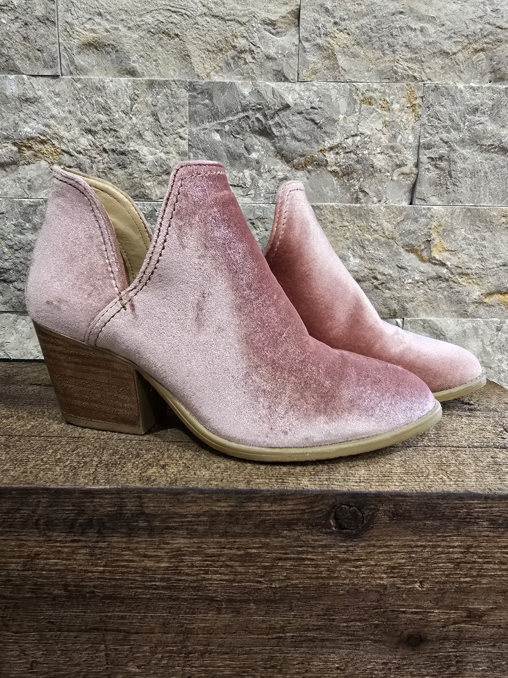 Steve Madden - Blush Pink Velvet Ankle Booties